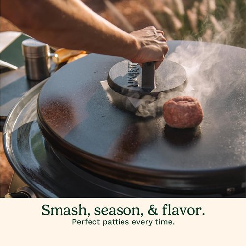 Cuisinart 6.5" Cast Iron Burger Press - Round Flat Edge Tool for Crispy Smash Burgers | Perfect for BBQs & Griddles