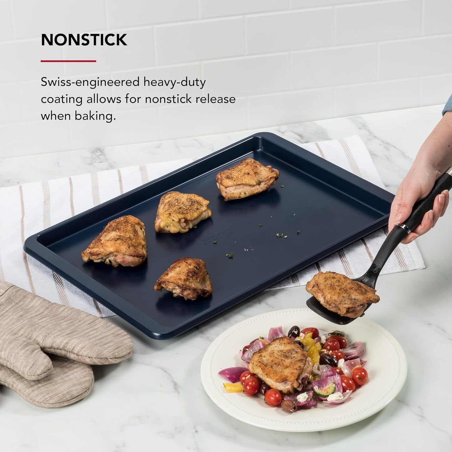 KitchenAid Nonstick Baking Sheet - 13x18in Aluminized Steel in Ink Blue for Perfect Baking