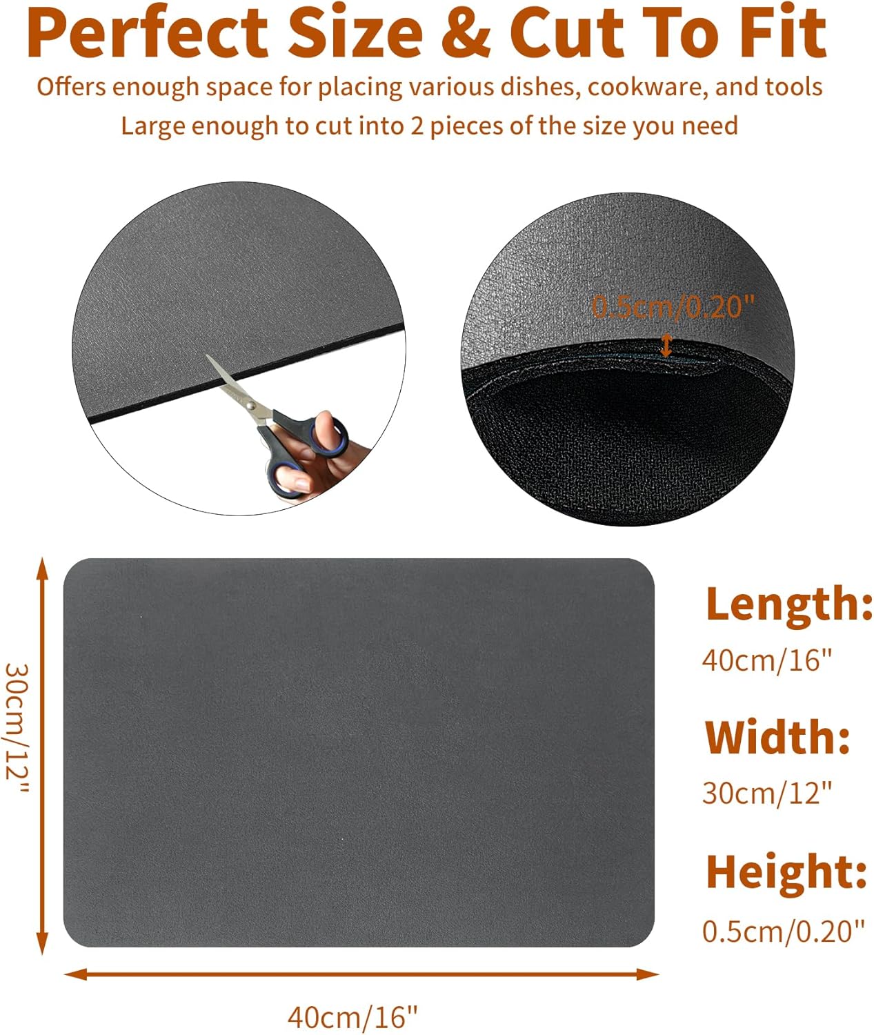 Skiennix Dish Drying Mat - Super Absorbent, Non-Slip Rubber Backing | Ideal for Kitchen Counter & Coffee Bar