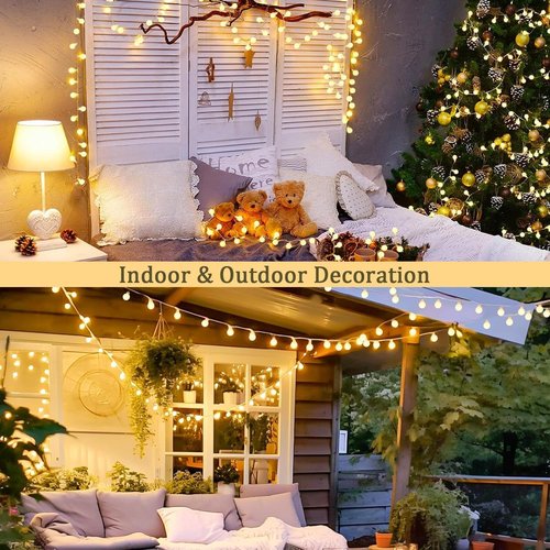 JMEXSUSS 100 LED Globe String Lights - Warm White Outdoor Decor | Perfect for Parties & Events