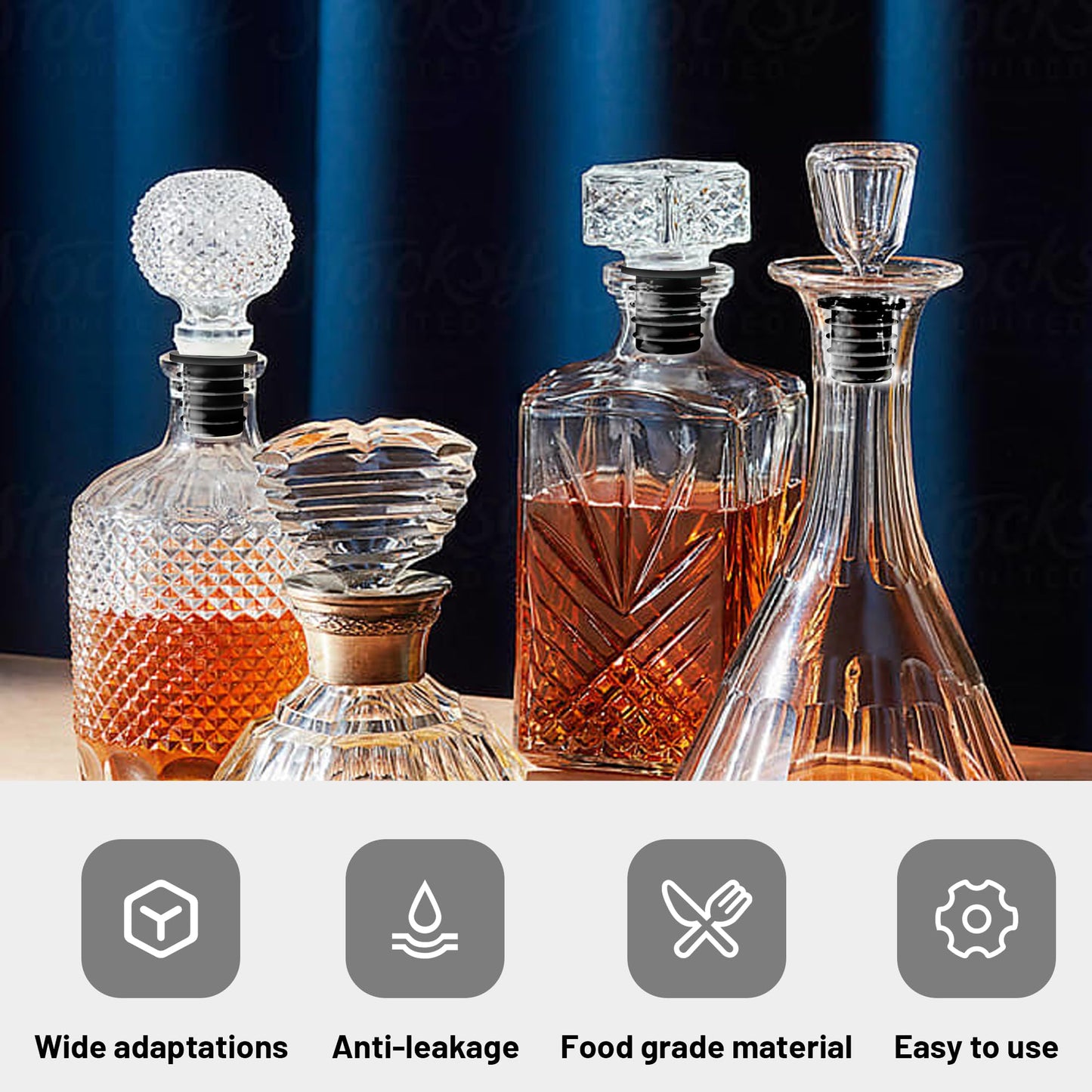 Liquor Pourer Adapters for Large Liquor Bottles and Olive Oil Bottles, Up to 1Inch/25mm Neck Bottle, Converts Regular Size Spout to Large Pouring Spout, 6 Pieces Set