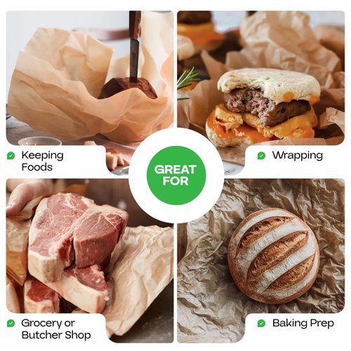 Brown Wet Wax Paper Roll 24" x 100' - USA-Made Moisture-Repellent Cooking Paper for Packing, Storing & Freezing - Heavy-Duty Food-Safe Wrapping Material for Meat, Cheese & Baked Goods by IDL Packaging