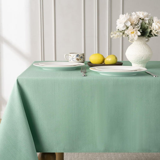 Softalker Sage Green Jacquard Rectangle Tablecloth 60 x 84 Inch - Waterproof & Wrinkle Free Textured Heavy Weight Fabric Cover for Kitchen, Dining, Parties, Outdoor Picnic, Easter Spring Holiday Decor