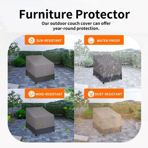 Easy-Going Waterproof Outdoor Chair Cover - Heavy Duty Windproof Furniture Protection | 2 Pack (33.5"Wx31.5"Dx36"H, Gray/Dark Gray)