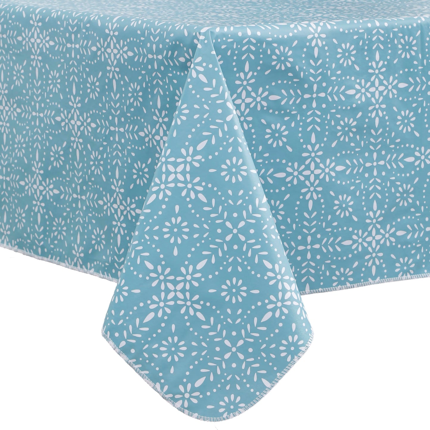 Walrus Heavy Duty Vinyl Tablecloth with Flannel Backing Waterproof Oil-Proof Plastic Table Cloth Stain-Resistant Wipeable Table Cover for Indoor and Outdoor (Perforated Floral,54x54 Inch)