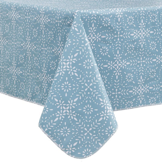Walrus Heavy Duty Vinyl Tablecloth with Flannel Backing Waterproof Oil-Proof Plastic Table Cloth Stain-Resistant Wipeable Table Cover for Indoor and Outdoor (Perforated Floral,60x84 Inch)