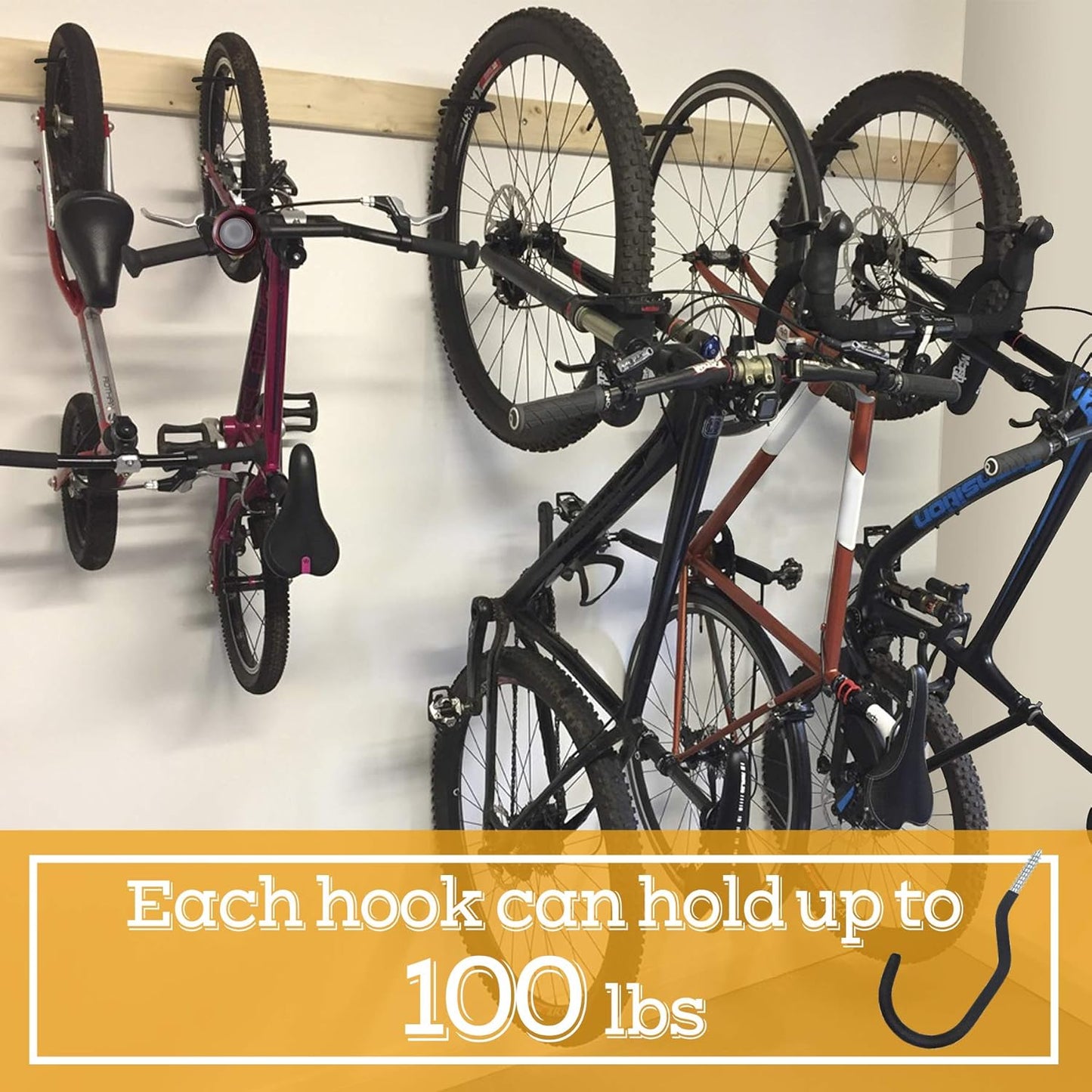KURUI Heavy Duty Screw-In Hooks - 12 Pack Bicycle Storage Hooks for Garage & Ceiling | Large Black Plant Hooks