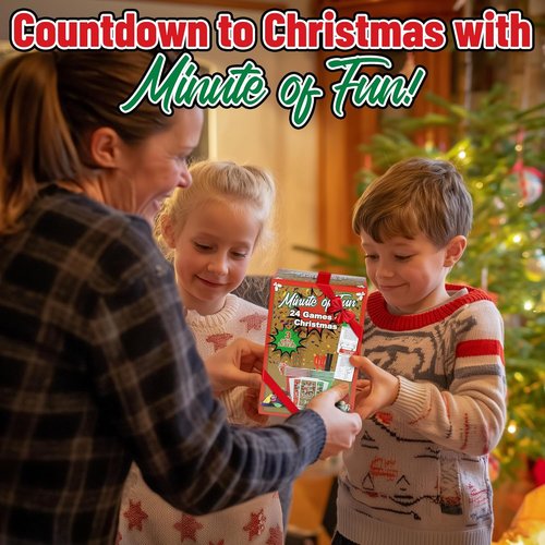 Funwares 24 Days of Christmas Games - Advent Calendar with Fun Minute to Win It Challenges for 2-12 Players