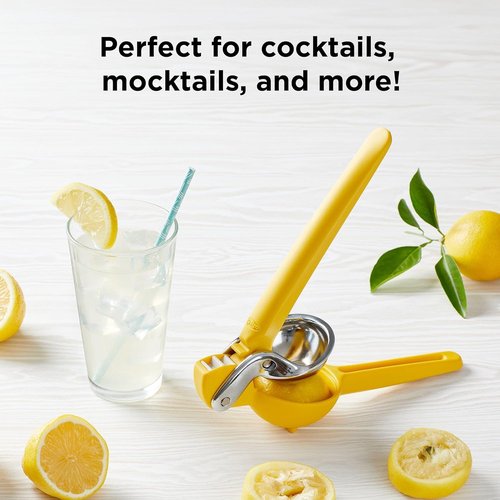 Chef'n FreshForce Lemon Squeezer - Manual Citrus Juicer with Dual-Gear Power for Maximum Juice Extraction - Durable Yellow