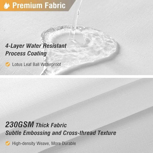 BTTN White Fabric Shower Curtain - Heavy-Duty Waterproof Linen Texture | 72"x72" Hotel Luxury Set with Hooks