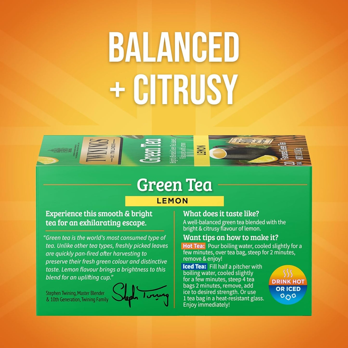 Twinings Lemon Green Tea - Refreshing Herbal Blend | 20 Count Tea Bags