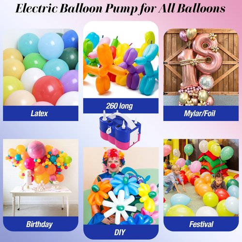 Electric Balloon Pump, 3-in-1 Portable Air Pump for Inflatables and Balloons, Dual Nozzle Balloon Blower Machine for Latex 260q Foil Balloons 110V Inflator Deflator for Pool Floats Air Mattress