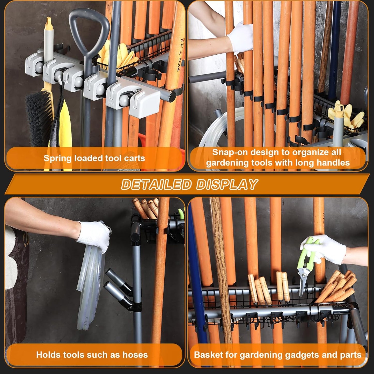 Skiennix Garden Tool Storage Rack - Heavy-Duty Organizer with Wheels for Garage & Yard Tools