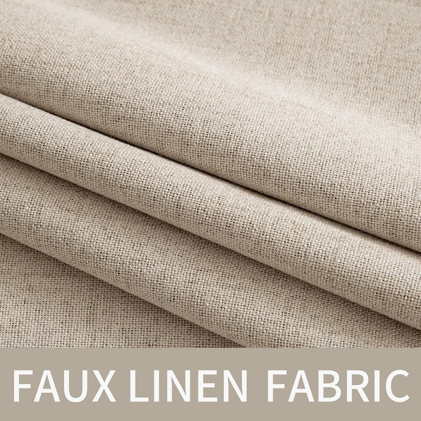 MIULEE Blackout Curtains - 100% Linen Textured Thermal Insulated Drapes | Taupe, 52 x 63 Inch (2 Panels)