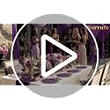 Purple Plastic Dinnerware Set for 25 Guests - 175 Pcs Clear & Gilded