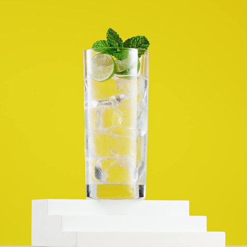 Godinger Highball Drinking Glasses, Italian Made Tall Glass Cups, Water Glasses Drinking Set, Cocktail Glasses - 14oz, Set of 4, Made In Italy