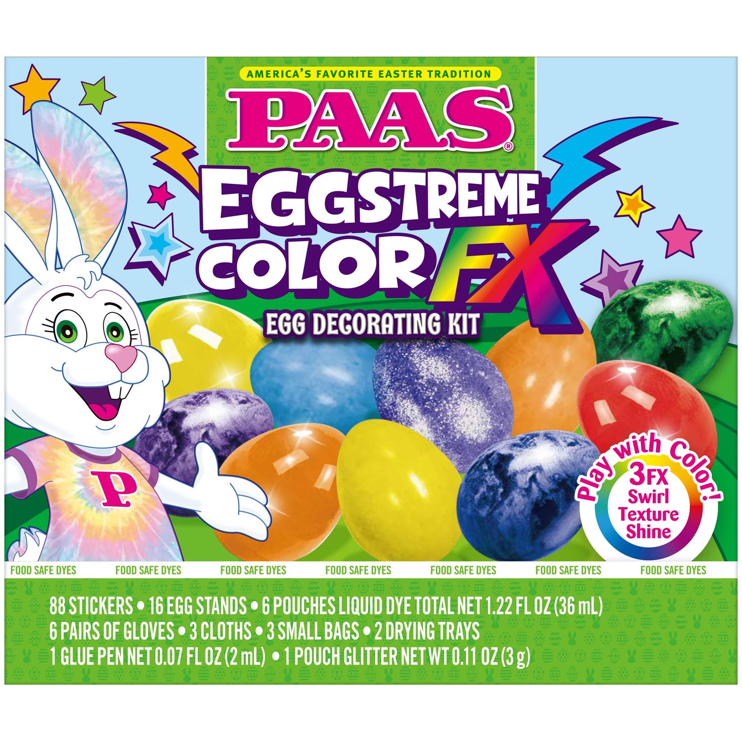 PAAS Eggstreme Color FX Egg Dying Kit – Create Swirl, Texture & Shine Effects – Fun & Creative Easter Egg Dye Kit