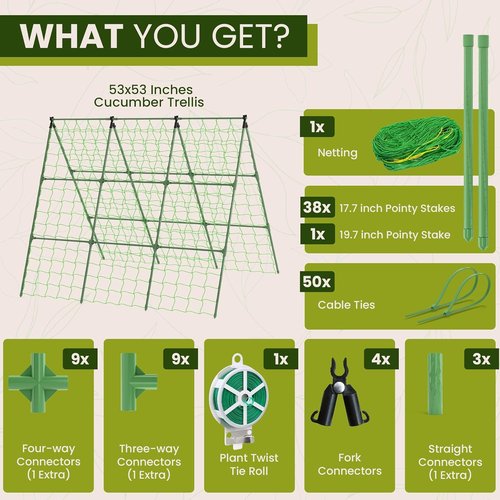 Cucumber Trellis by [Brand Name] - A-Frame Vegetable Support for Climbing Plants | 53x53 Inches