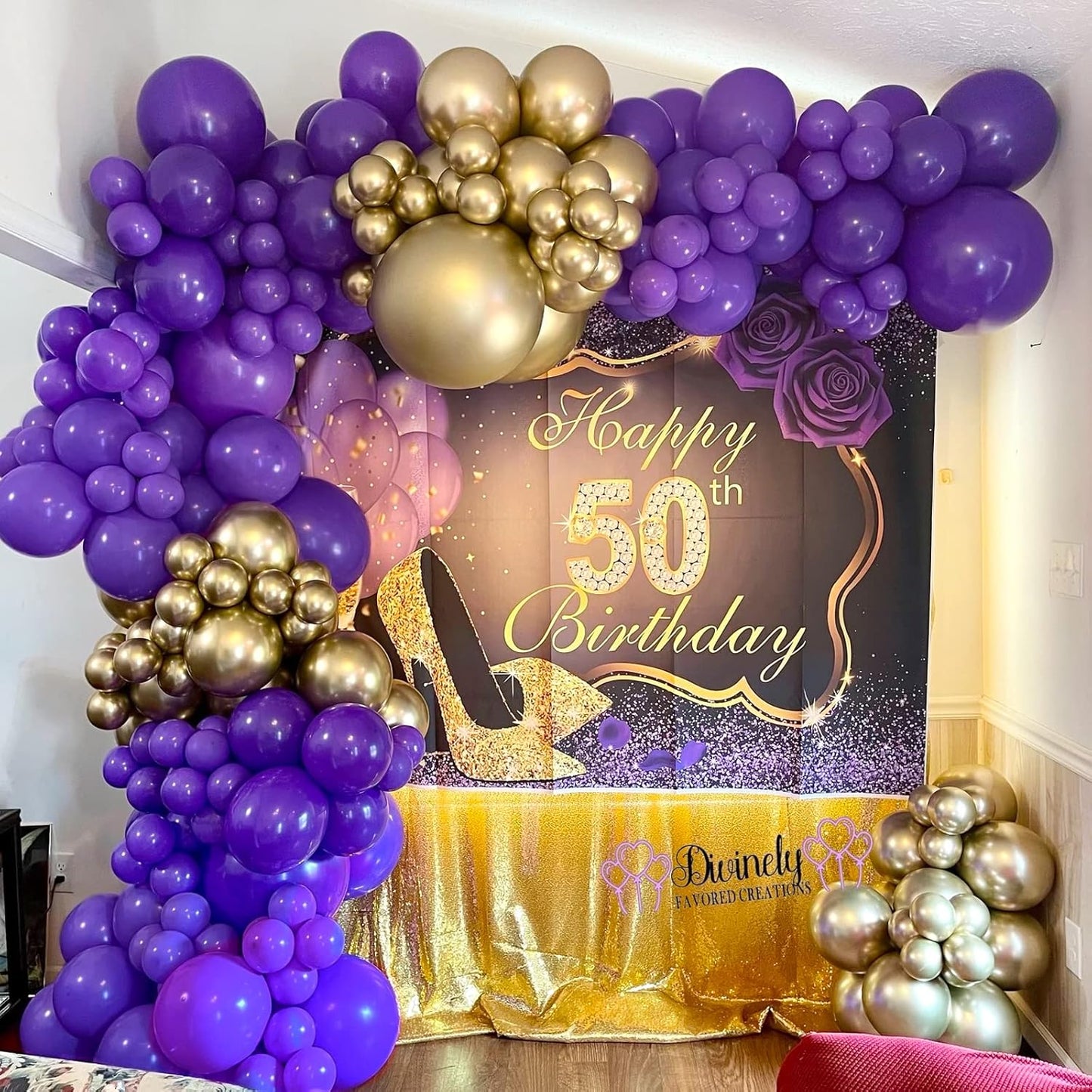 RUBFAC 129-Piece White & Purple Balloon Set - Perfect for Garland & Arch Decorations | Various Sizes 5-18 Inches