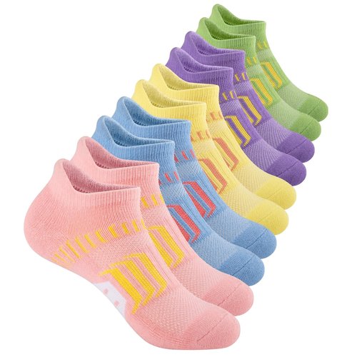 Comfoex 10 Pairs Girls Ankle Athletic Socks Cushioned Running Cotton Socks For 4-6 6-8 8-10 10-12 Years Old