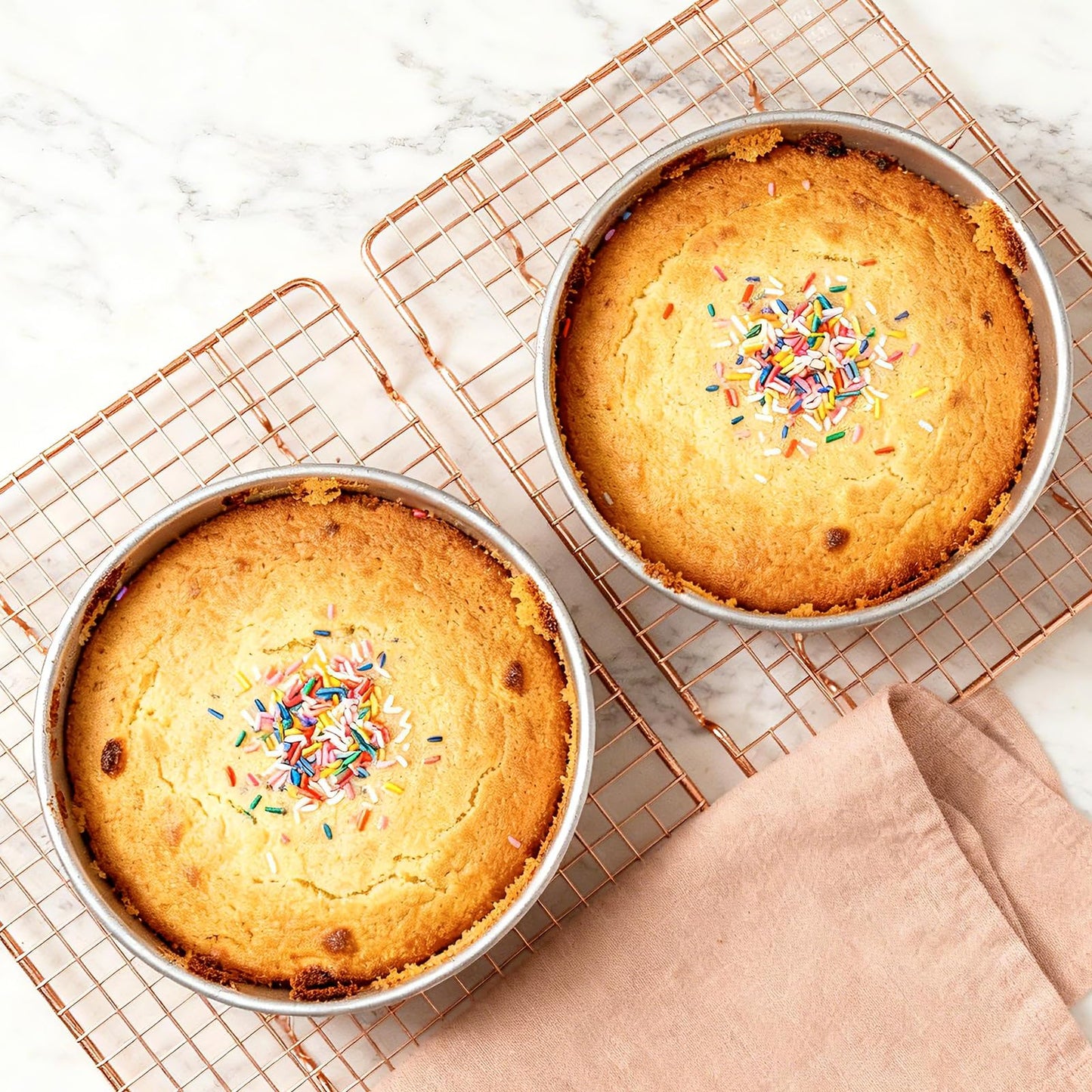 BAKEWAY 8 inch Cake Pans, Round Baking Layer Cake Pan Set of 2, Stainless Steel Mirror Finish & Dishwasher Safe for Birthday, Party, Wedding