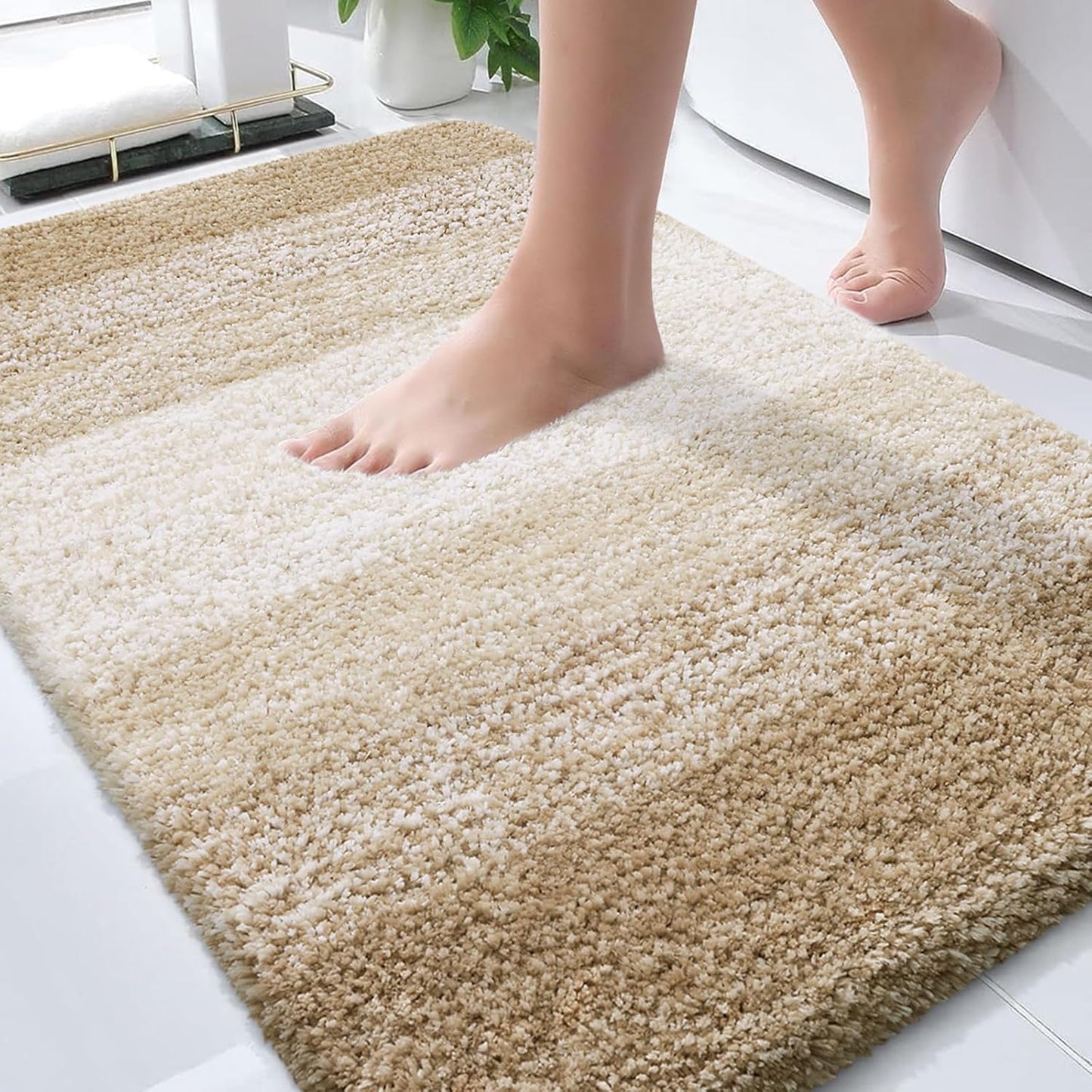 OLANLY Bathroom Rugs - Extra Soft Microfiber Mat, Quick Dry & Machine Washable | 30x20, Tan
