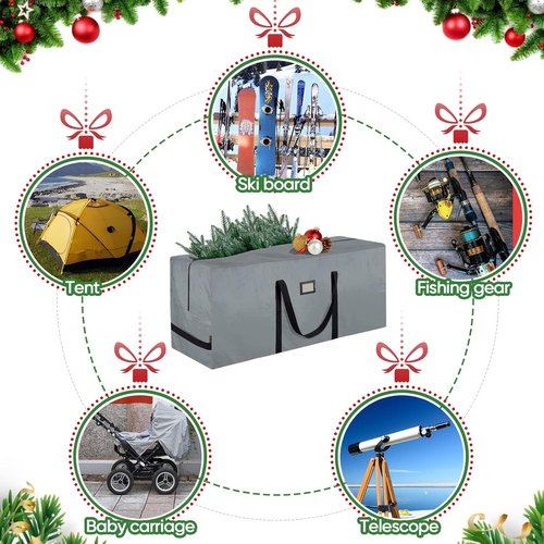 BALEINE 9 ft Christmas Tree Storage Bag - Heavy Duty Extra Large with Reinforced Handles & Dual Zippers (Gray)