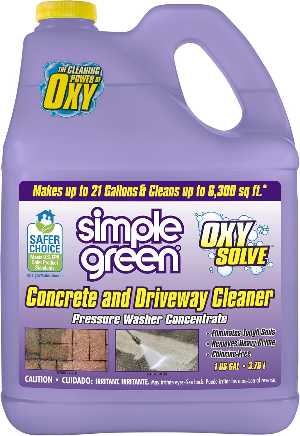 Simple Green Oxy Solve Concrete Cleaner - Powerful Pressure Washer Formula, 128 Fl. Oz, Unscented