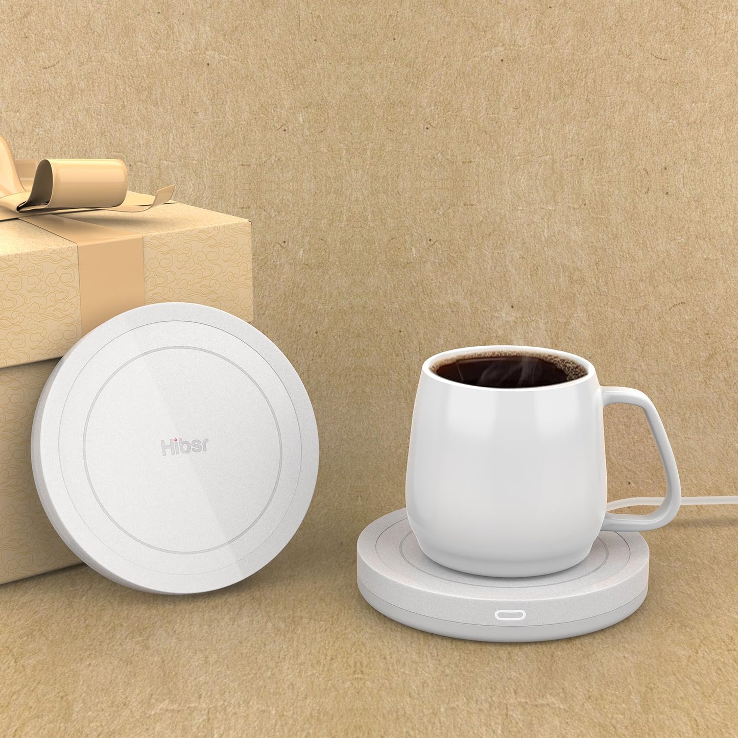 HIBSR Smart Coffee Mug Warmer and Candle Warmer Plate - Safely Releases Scents Without Flame - for Candle Jars, Mugs, Tea Cups - Desk, Home, Office Use (NO Cup)
