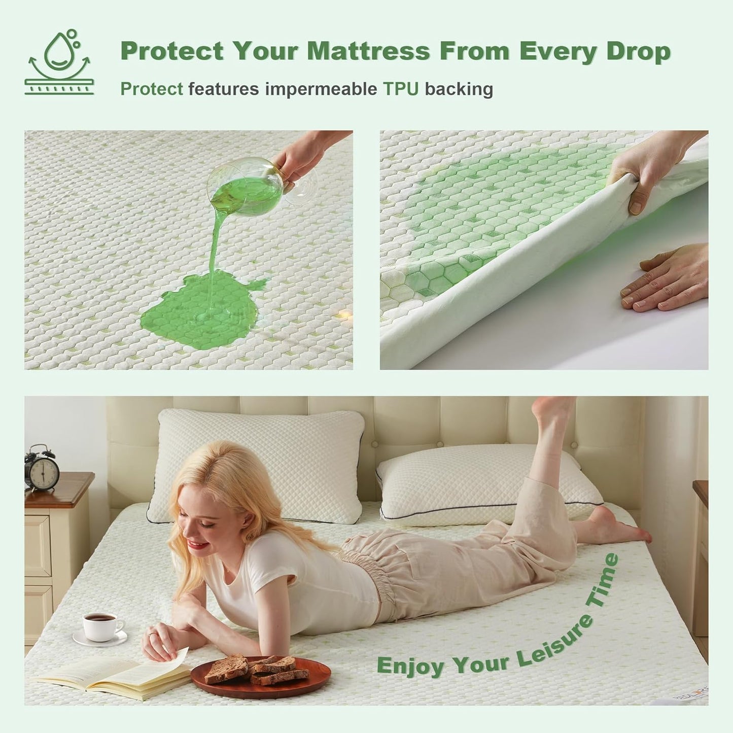 Skiennix Waterproof Mattress Protector - Twin Size Fitted Pad with 6"-15" Deep Pocket | Soft, Breathable, Noiseless Cover