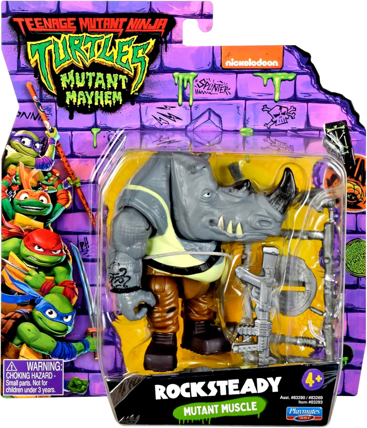 Teenage Mutant Ninja Turtles | Rocksteady Action Figure - 3.75” Collectible Toy