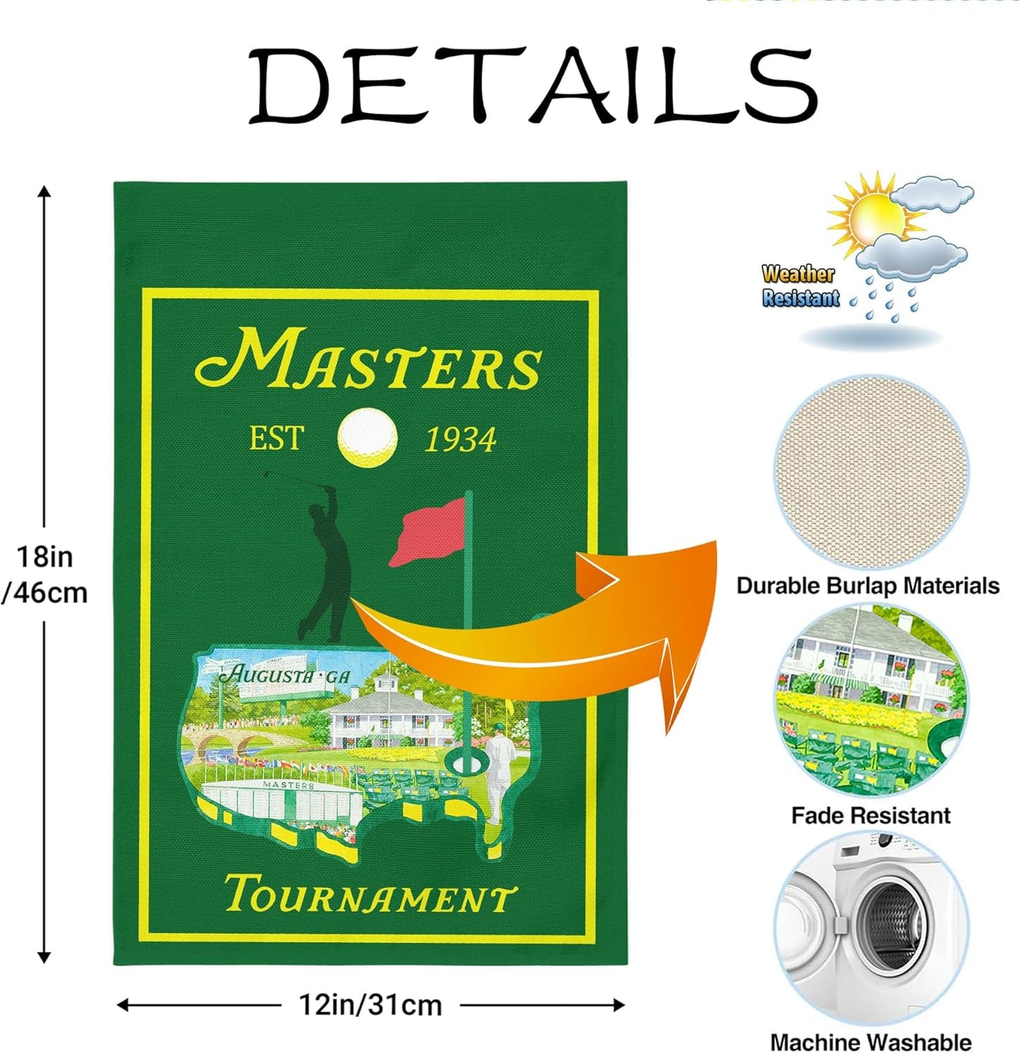 Ma-sters Golf Garden Flag - 12x18 Inches Outdoor Decor for Lawn & Patio | Holiday Home Decoration