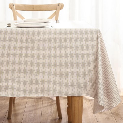 HRNJJYP Heavy Duty Vinyl Tablecloth with Flannel Backing Waterproof Oil-Proof Plastic Table Cloth Stain-Resistant Wipeable Rectangle or Square Table Cover for Dining, Camping (Weave, 60X84 Inch)