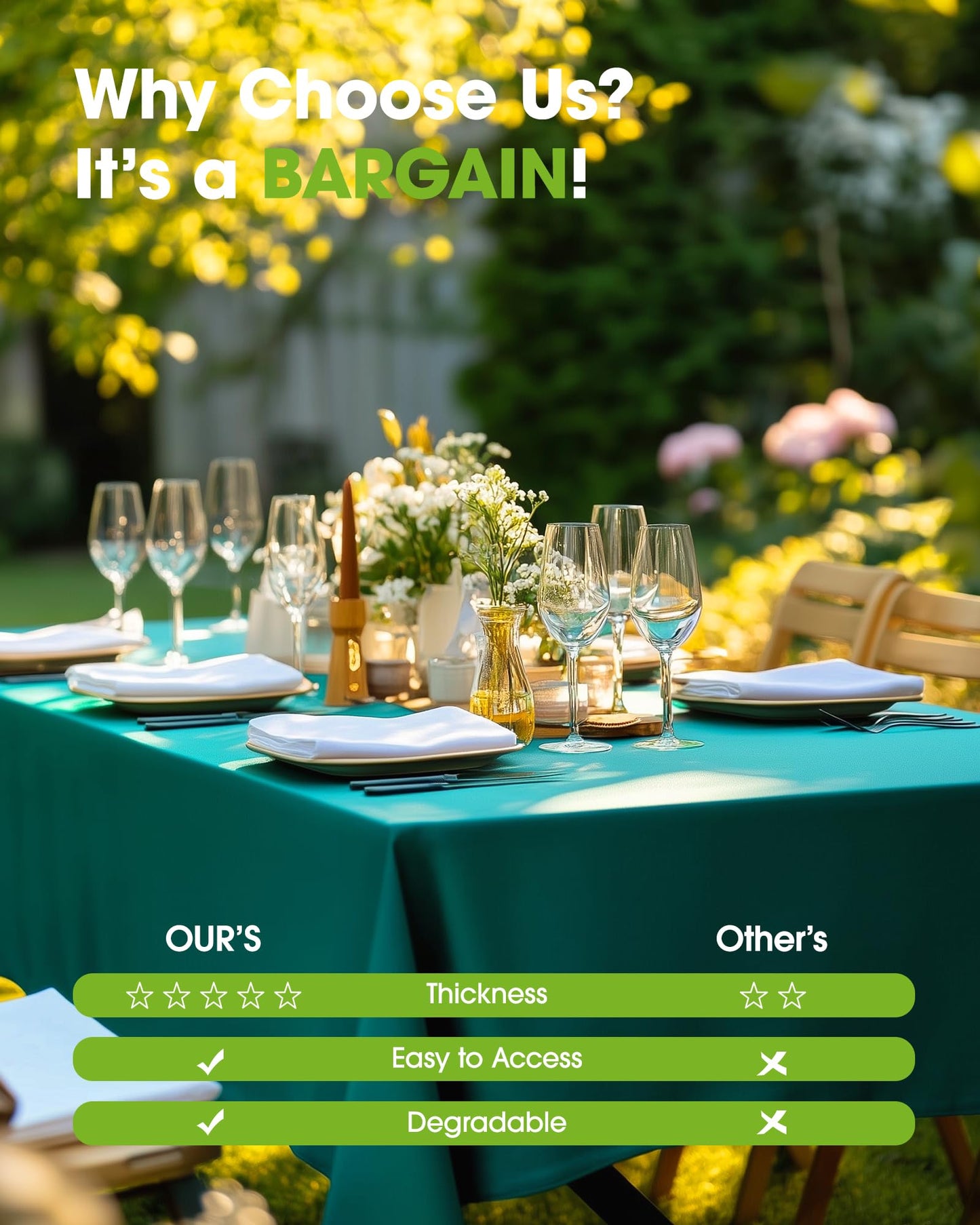 Pureegg Plastic Table Cloth Disposable 10 Pack, 54 x 108 Inch Table Cloths, Easter Party, Summer, Decorative Tablecloths, Rectangle, Turquoise Plastic Cover, Leakproof & Sturdy, Teal