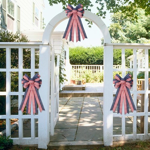 **SY Super Bang 4th of July Decorations - Red, White & Blue Wreath & Patriotic Bows for Indoor/Outdoor Use**