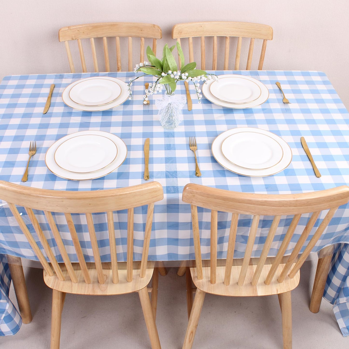 Kesfey 54 x 120 inch Clear Thick Vinyl Table Placemats Protector Tablecloths Rectangle Heat Resistant Plastic Table Cover Waterproof Custom Tablecloths Transparent PVC Sheeting for Dining Barbecue