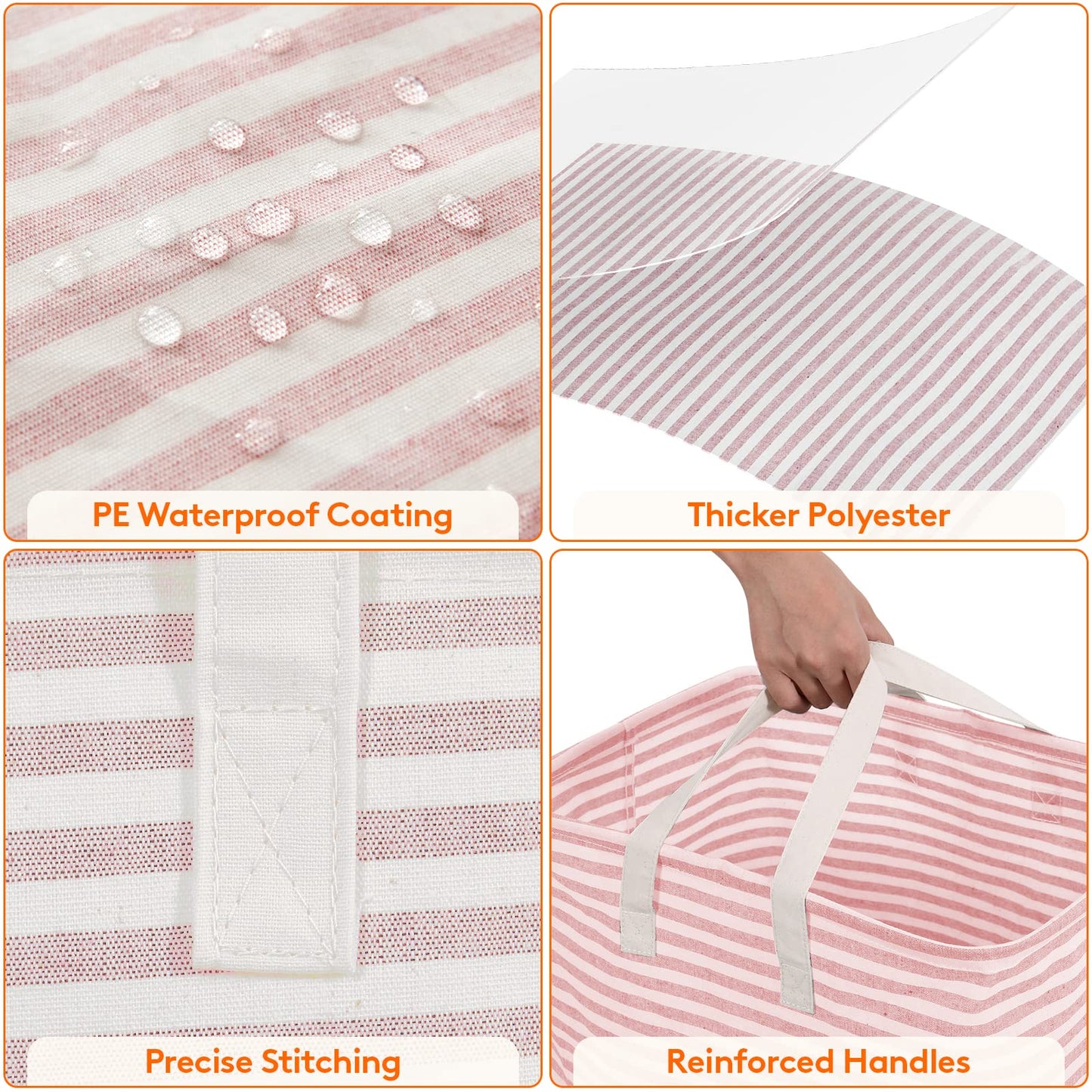Lifewit 1 Pack Laundry Basket 80L Each, Collapsible Clothes Hamper with Reinforced Handles, Freestanding Waterproof Design for Bedroom and Laundry Room, Pink 80L Total
