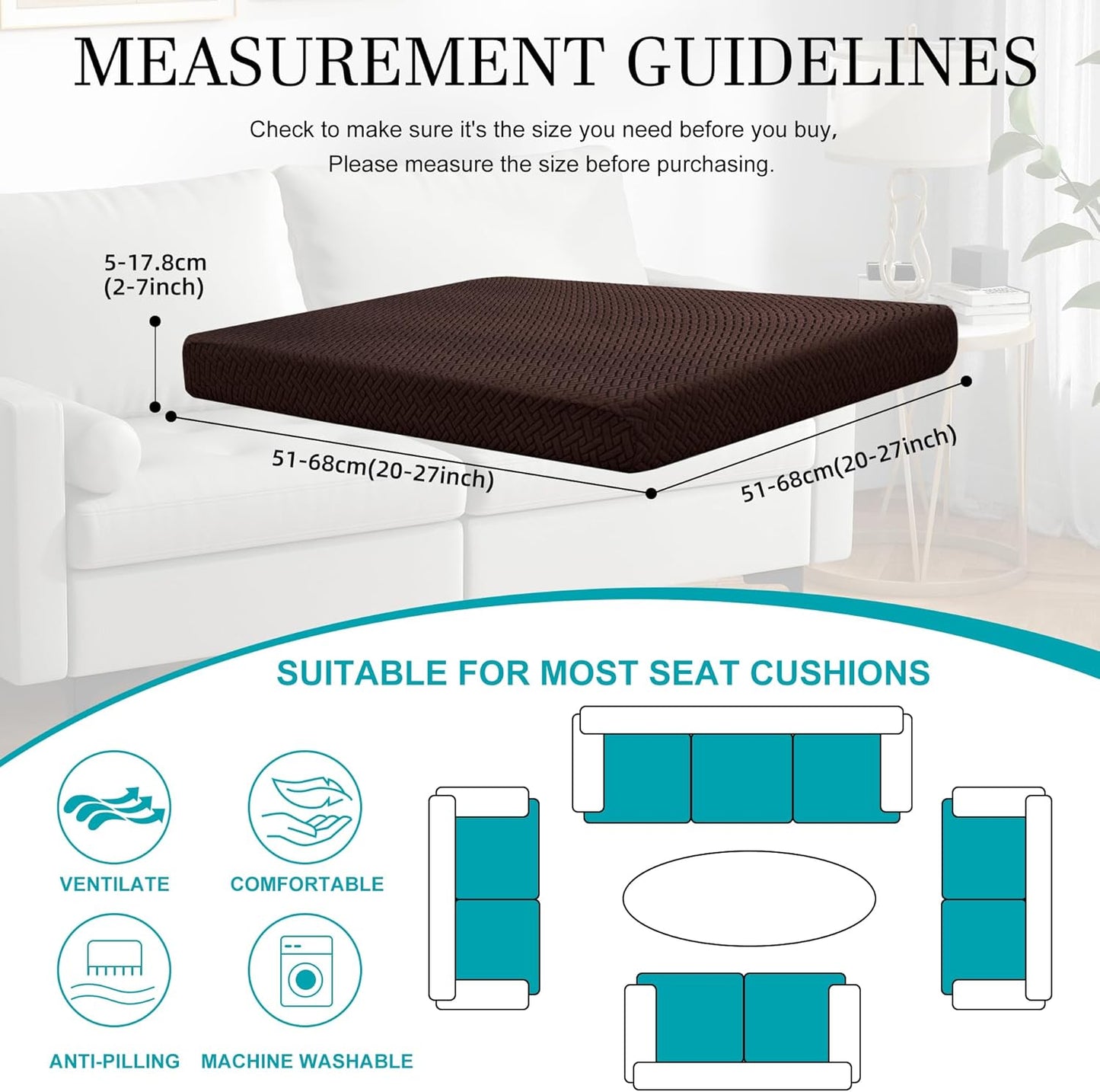 Skiennix 12-Piece Stretch Patio Cushion Covers - Washable Outdoor Sofa Slipcovers in Coffee Color