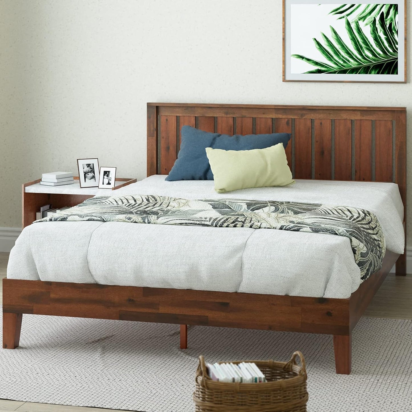 ZINUS Vivek Deluxe Queen Wood Platform Bed Frame - Headboard, No Box Spring Needed, Easy Assembly