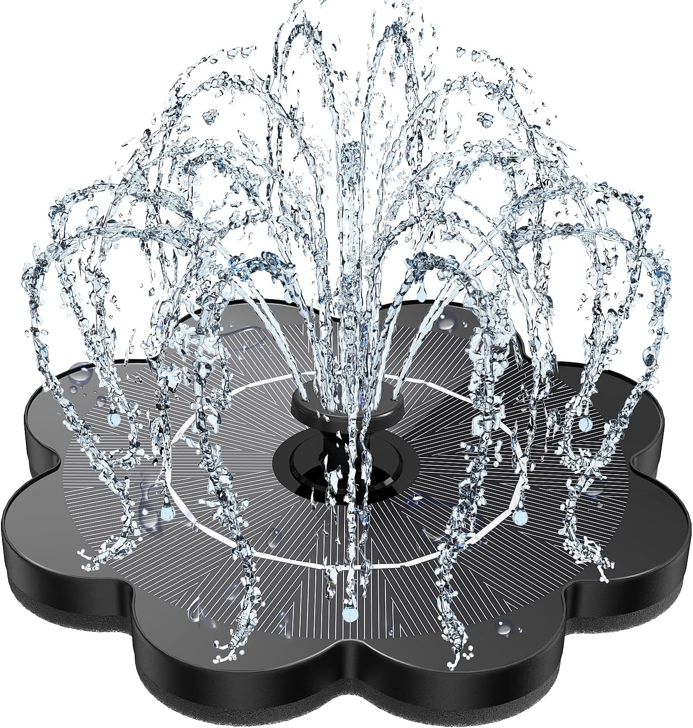 Yzert Solar Fountain - Flower Shape 3.5W Solar Water Fountain with 7 Nozzles & 4 Fixer Rods | Ideal for Bird Baths, Gardens & Ponds