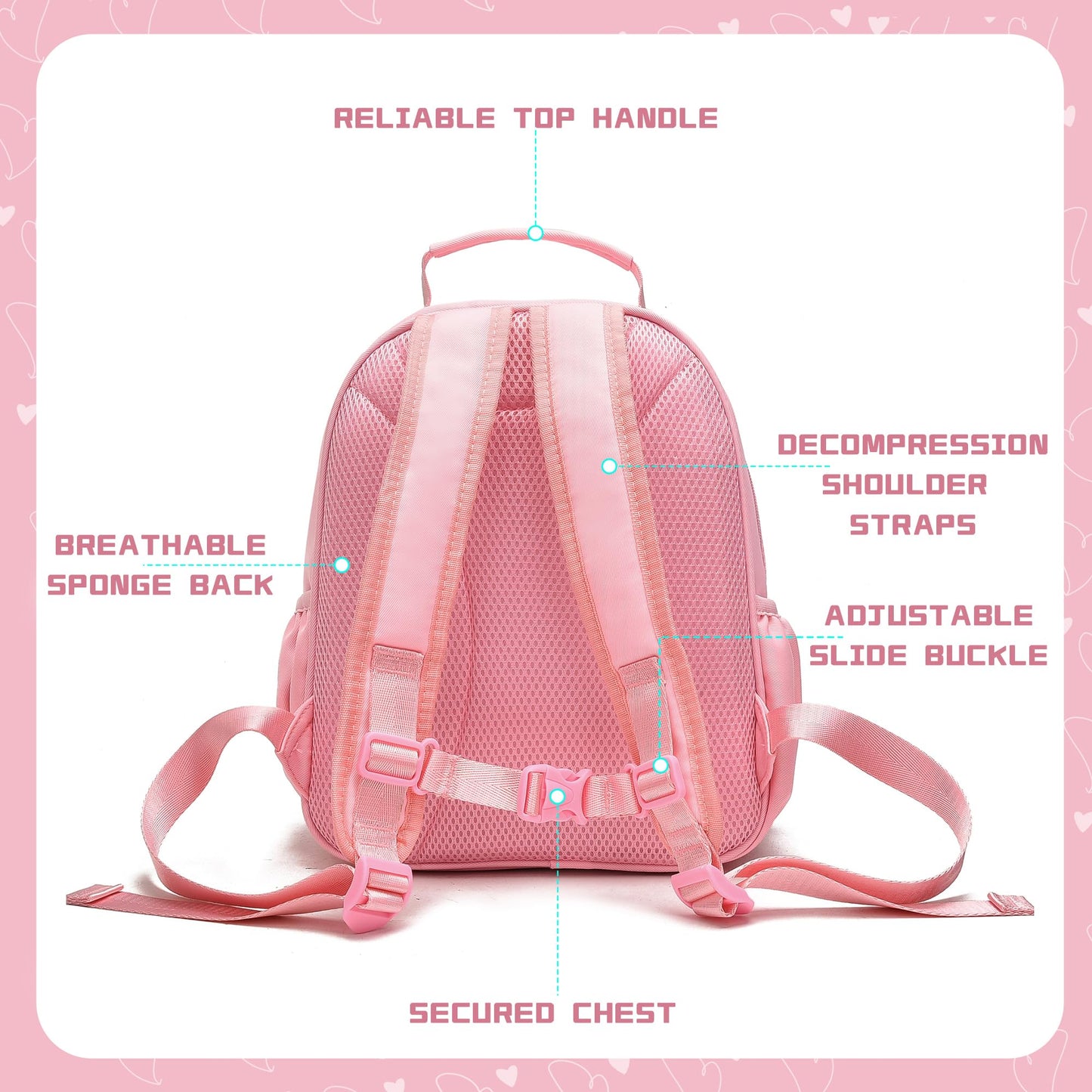 I IHAYNER Glitter Kids Backpack for School Travel & Daycare, Cute Pink Backpack with Initial, Lightweight Preschool Elementary Backpack for Girls, Personalized Gifts for Toddler & Little Girls