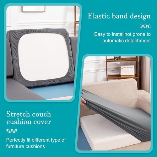 BIETYONE 12-Piece Stretch Patio Cushion Covers - Washable Outdoor Couch Slipcovers | Grey