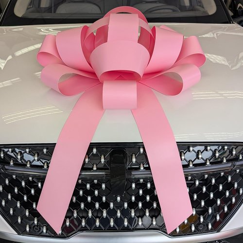 CarBowz Big Pink Car Bow - Giant 30" Non-Scratch Magnet | Weather-Resistant Vinyl Decor