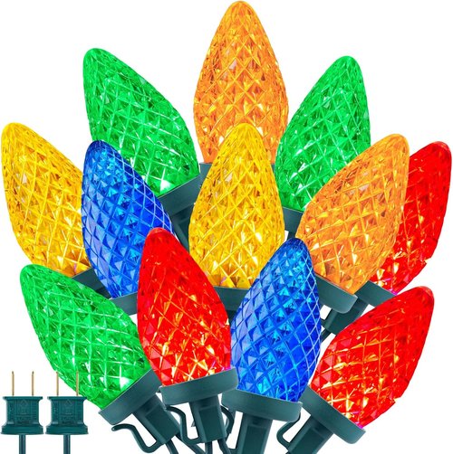 Brightown C9 LED Christmas String Lights - 200 Multi-Color LEDs | 132ft Connectable Outdoor Decor