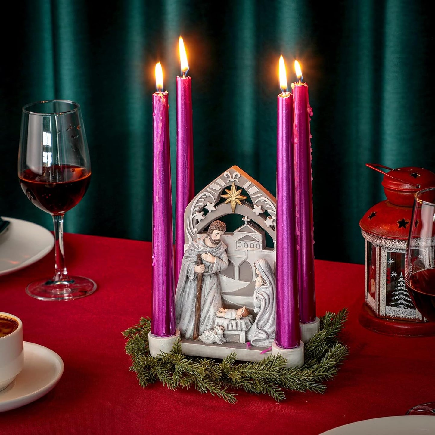 Regine Switzerland Nativity Advent Candle Holder - Holy Family Scene | Elegant Christmas Decor