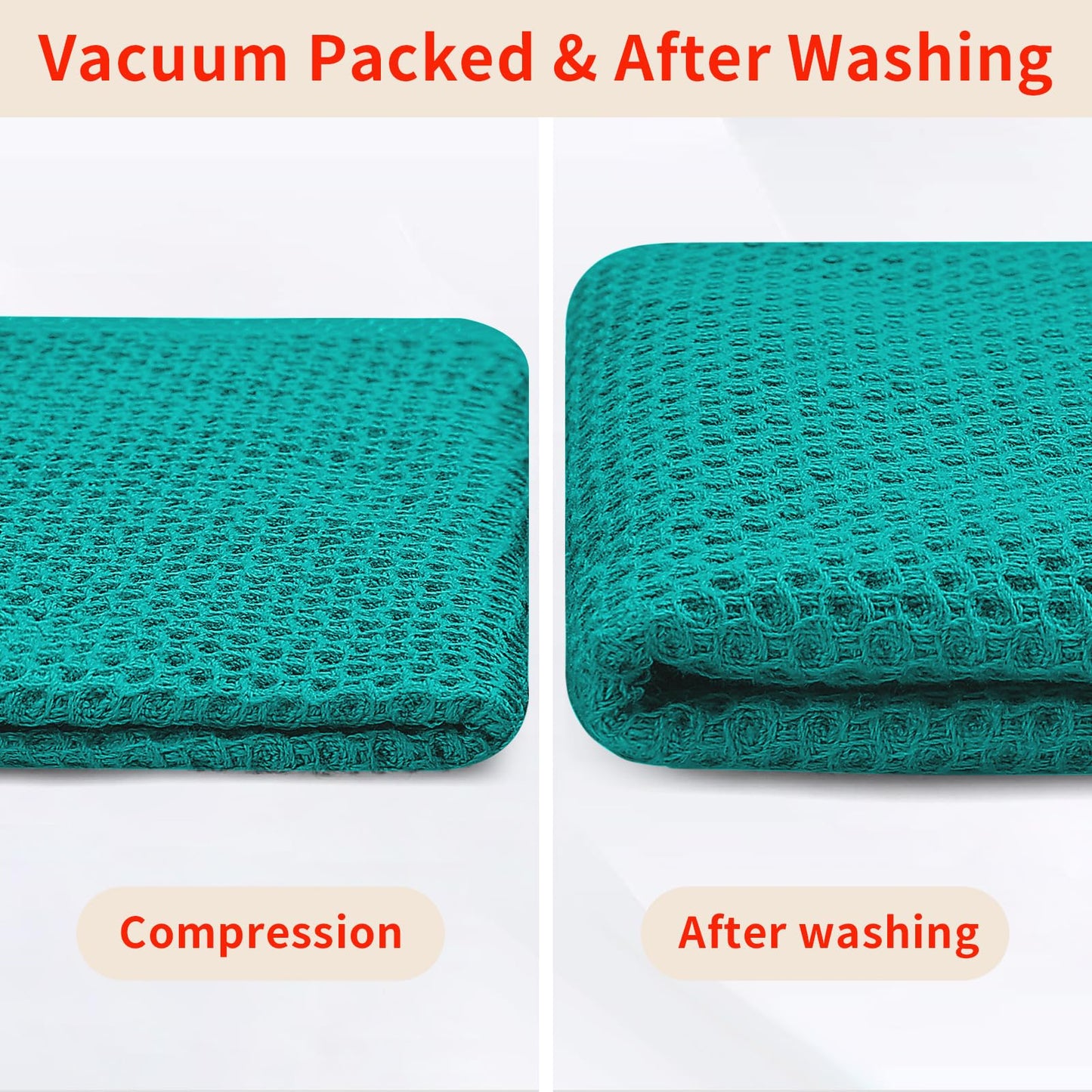 Homaxy 100% Cotton Waffle Weave Kitchen Dish Cloths, Ultra Soft Absorbent Quick Drying Dish Towels, 12 x 12 Inches, 8-Pack, Teal