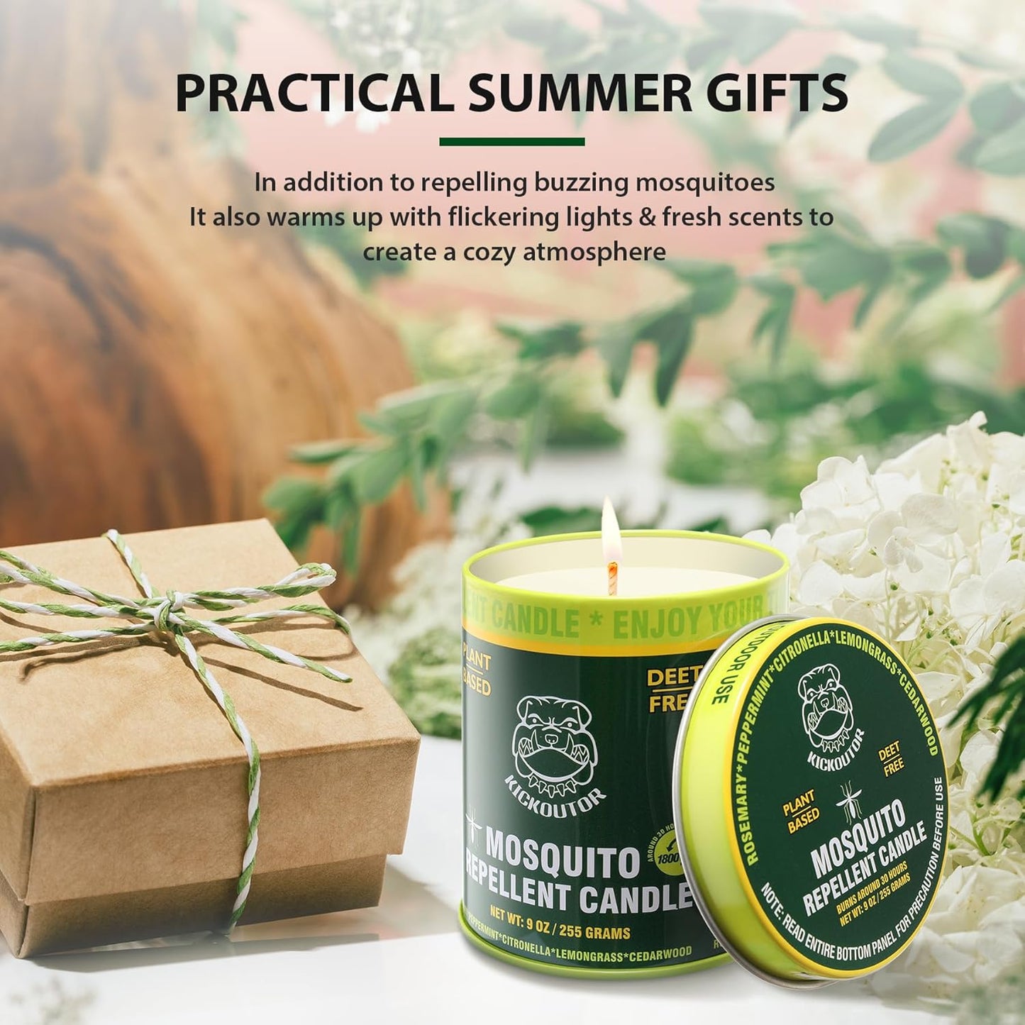 KICKOUTOR® Mosquito Repellent Candles - 2-Pack | 60-Hour DEET-Free Bug Protection with Essential Oils