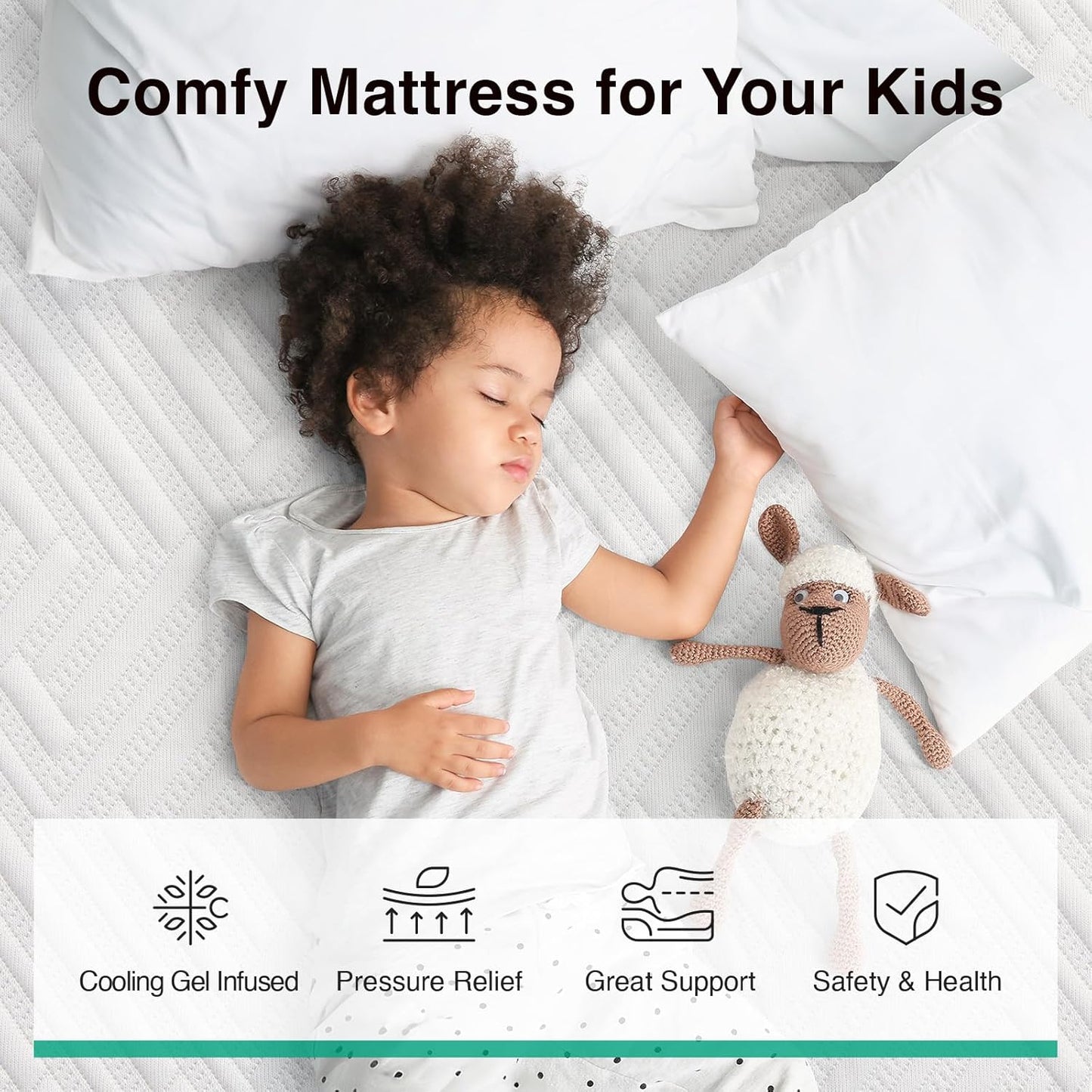 Novilla Twin XL Mattress - 8-Inch Memory Foam for Pressure Relief & Plush Comfort | Grey & White