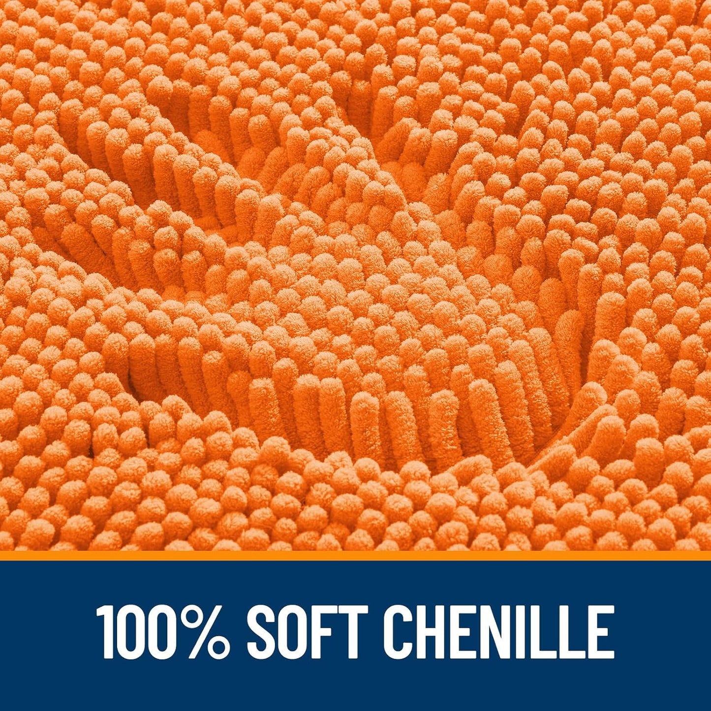 OLANLY Large Chenille Bath Rugs - Extra Soft & Absorbent | Quick Dry, Machine Washable, 44x32, Orange