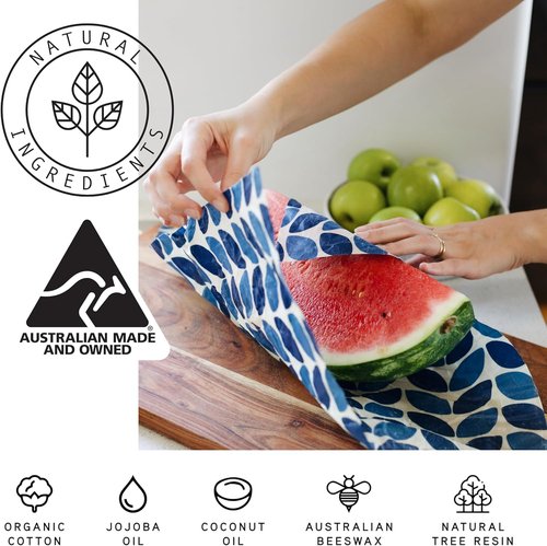 Honeybee Reusable Beeswax Wraps - Eco-Friendly Food Storage | 5 Pack | Handmade in Australia
